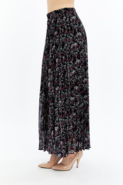 sehatex Fusta din șifon cu model plisat căptușită cu talie elastică