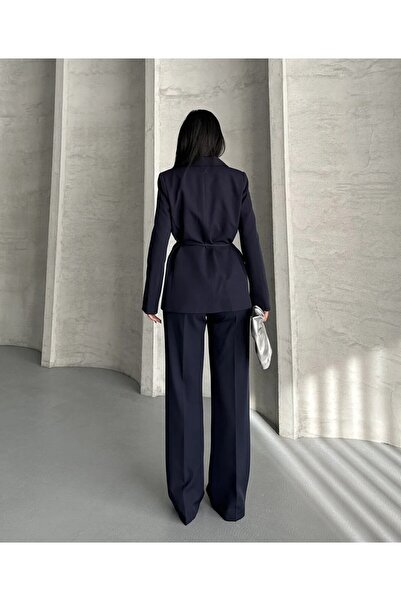 MYGİYİMİSTANBUL Tie Waist Blazer Jacket Pants Suit