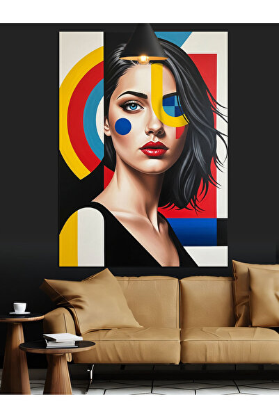 KanvasSepeti Față geometrică Pictură în ulei de înaltă calitate texturat Pânz...