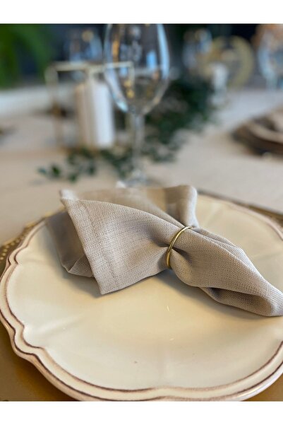 Decamor home Linen Textured Beige Napkin 6 Pieces