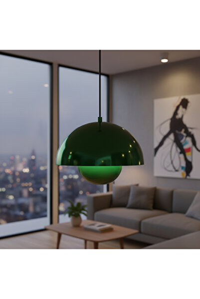 MOİRA Metalik Yeşil Tekli Sarkıt Salon Mutfak Avizesi E27 Ayarlanabilir kablo...