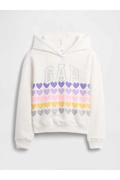 GAP Kız Çocuk Beyaz Relaxed Logo Sweatshirt