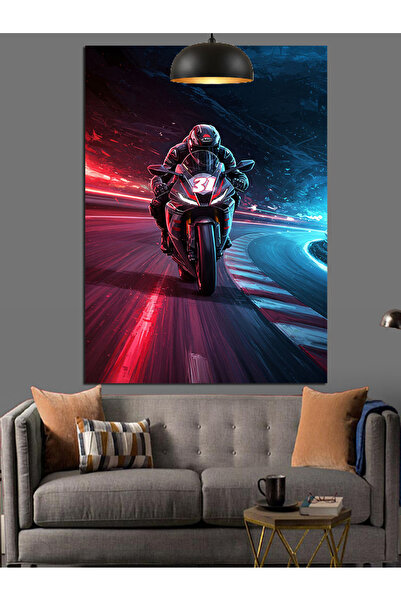 KanvasSepeti Motociclist Pictură în ulei de înaltă calitate texturat Canvas C...