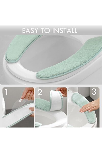 Generic Tazwiq Flannel Toilet Seat Cushion Cover, Adhesive Detachable Double-Flip, Gray