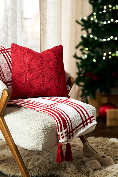 Penelope غطاء وسادة تريكو أحمر 45x45 سم - سلسلة كابيلا