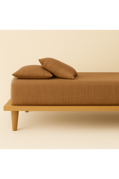 sutra 100% Cotton Muslin Fabric Double Fitted Sheet Set