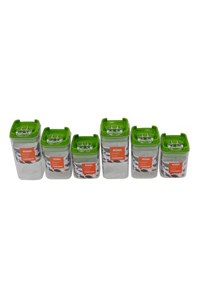 Lawazim Food Container Set 6pcs Green - BPA-Free Clear Storage Jars
