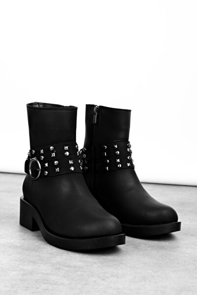 MY DERİ Lity Women's Belt Buckle Heeled Boots 4299