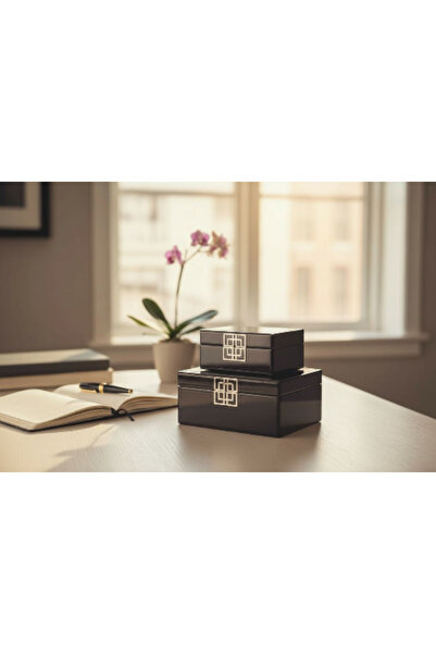 PELLE DESİGN Dekoratif Cam Kuutu 2li Obje Kutu