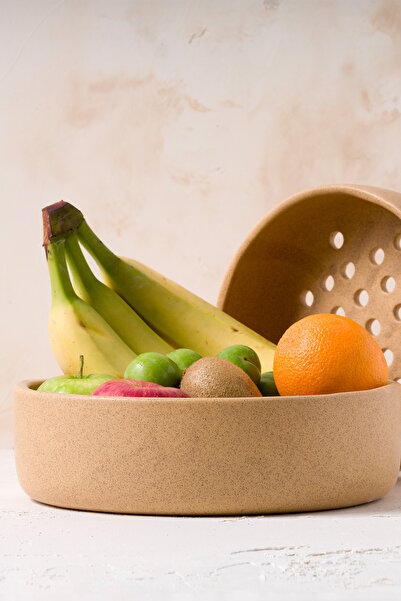 Koza Home Satin Beige Small Handmade Decorative Strainer 8601