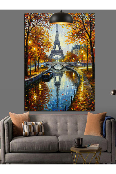 KanvasSepeti Turnul Eiffel din Paris Pictură în ulei de înaltă calitate textu...