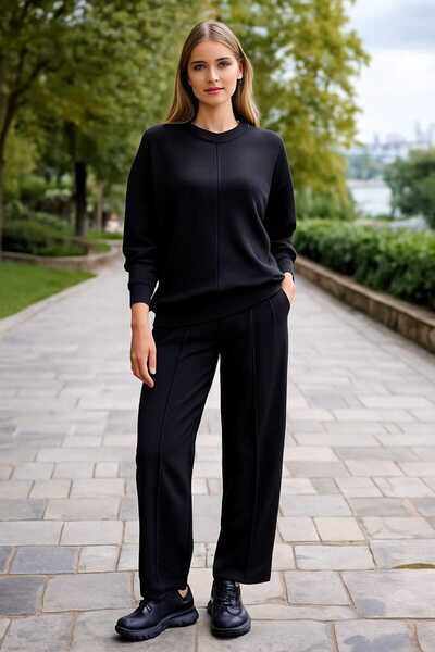 ECK MODA Women's Full Stretch Fabric Flexible Modal Fabric Front Pleated Bottom Top Set