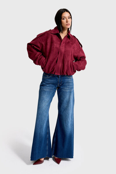 its basic Γυναικείο μπουφάν από ύφασμα σουέτ με χαλαρή εφαρμογή w5-35 Bomber Fit