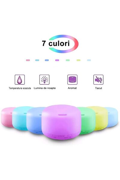 YWX Aromatherapy Diffuser Ultrasonic Humidifier 500 ml LED 7 Colors with Remote, White