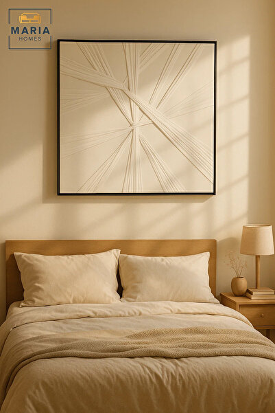 MARIA HOMES لوحة فنية تجريدية باللون الأبيض لتزيين الجدران بأسلوب عصري وبسيط لغرفة المعيشة وغرفة النوم والمكتب
