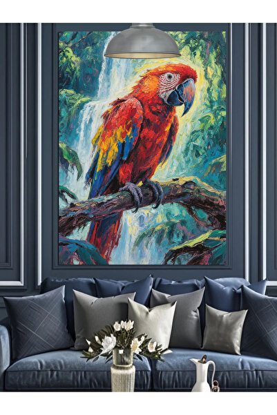 KanvasSepeti Πουλί παπαγάλος Υψηλής ποιότητας ελαιογραφία Με υφή Καμβάς Καμβά...