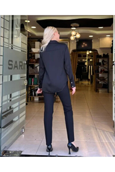 Ekol Shirt Collar Plus Size Blouse