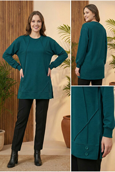 Birol Triko Women's Petrol Blue Buttoned Tunic