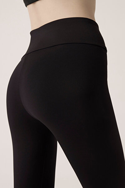 Los Ojos Black Cross Waist Detailed Leggings New Envelope