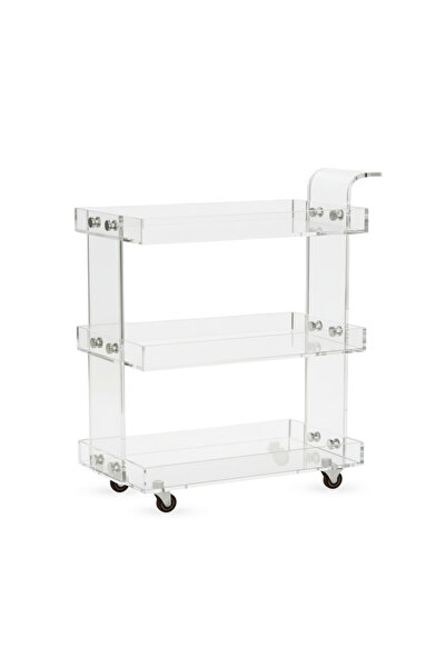 SP SMARTPOINTS Clear Acrylic 3-Tier Bar Cart, Rolling Trolley, 76x38x80 cm