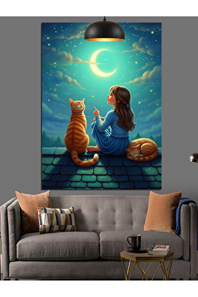 KanvasSepeti Sub lumina lunii Pictură în ulei de înaltă calitate texturat Can...