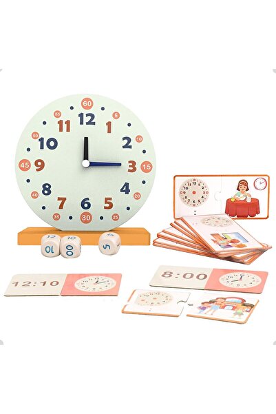 Generic Mikakoz Educational Clock - Wooden, Unisex, Age 4+, Adjustable Hands, Analog-Digital