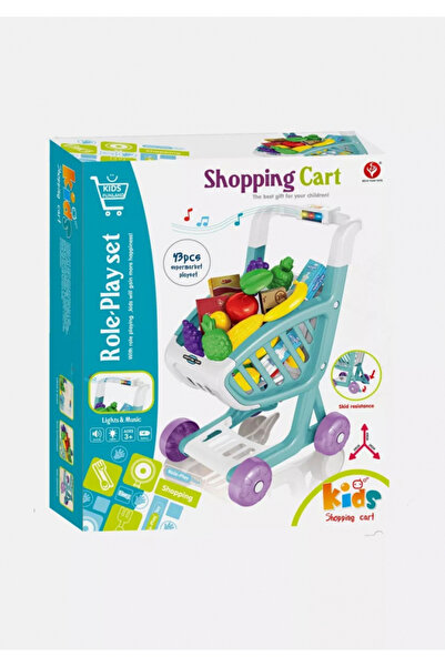 Matadi Blue children's shopping cart with moving wheels, equipped with lights and 16 songs,