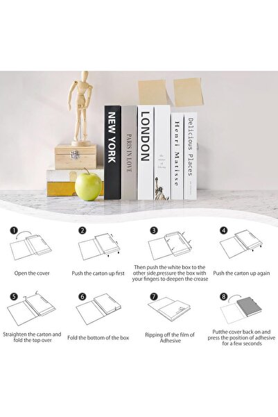 WOKICOR Pack of 6 Decorative Fake Books for Home Decor (A)