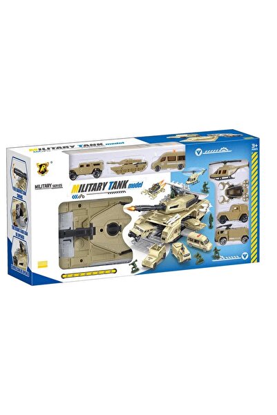 Matadi Military Tank Playset with 7 combat vehicles and weapons, figure soldiers, wide openings