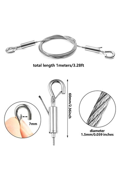 JZS Picture Hanging Wire 2PCS 2m Stainless Steel Rope Hold 20kg