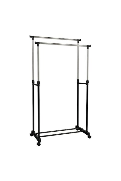Sani Oliver mobile coat rack 80x43x85 cm stainless steel and plastic, Black