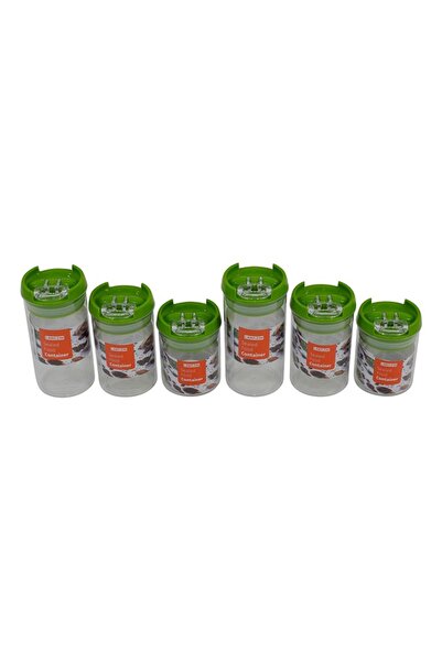 Lawazim Sealed Food Container Round 6pcs Green - BPA-Free Storage Jars