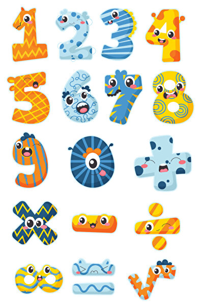 4Decor Autocolant decorativ – numere colorate 60x90 cm