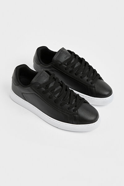 Tonny Black Men's Black and White Poly Sole Lace-Up Casual Sports Shoes