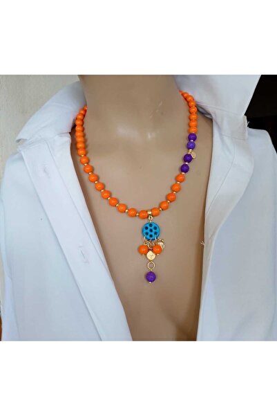 shop Luna Yeşil Tibet Akiği Lav Taşı Siyah Oniks Süryani Cam Boncuk Detaylı T...