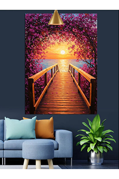 KanvasSepeti Podul luminii Pictură în ulei de înaltă calitate texturat Canvas...