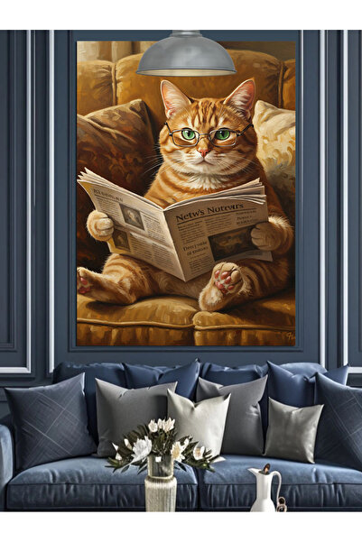 KanvasSepeti Ziar în scaunul de la fereastră Pictură în ulei de înaltă calita...