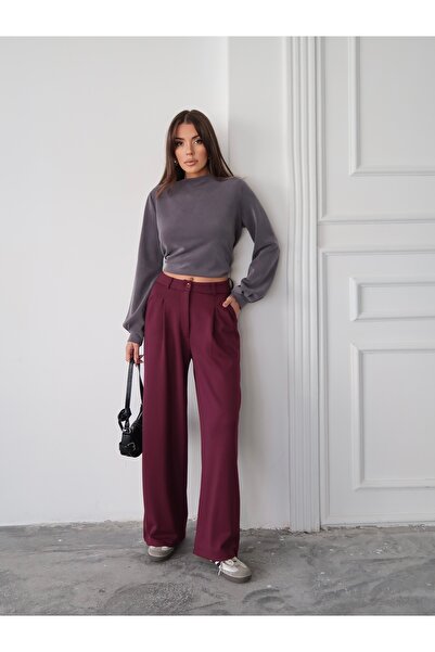 Paw Garage Women's Nova Modal Textured Pleated Palazzo Pants