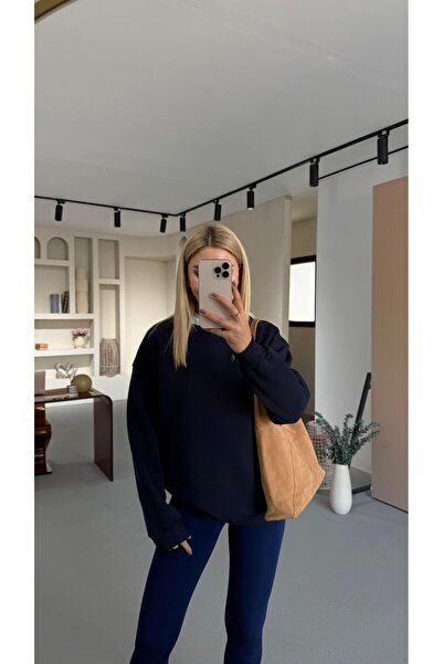 Sezgi Tekin guler rotund cu căptușeală din fleece supradimensionat Sweat alba...