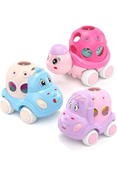 Generic You Hoom 3-in-1 Baby Rattle Cars – Soft Push-and-Go Toy Set (Blue, Pi...