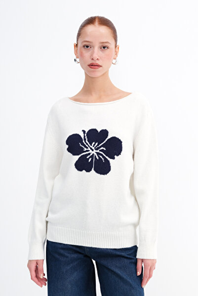 Addax Πλεκτό πουλόβερ με λουλούδια K3521