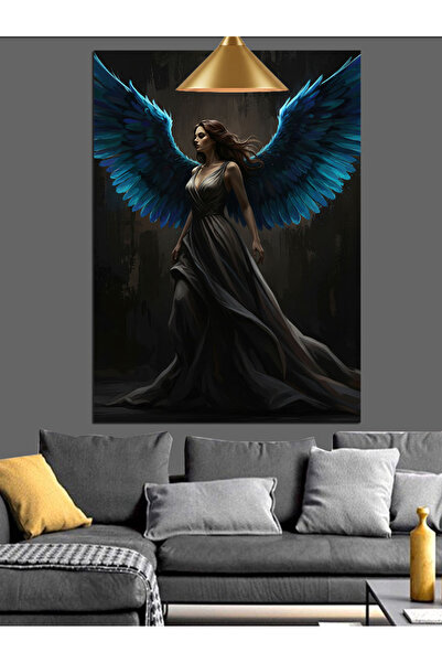 KanvasSepeti Înger cu aripi albastre Pictură în ulei de înaltă calitate textu...
