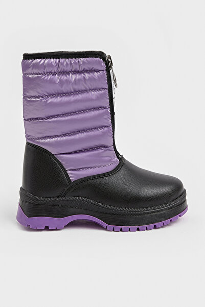 Tonny Black Παιδικές μπότες χιονιού με φερμουάρ, χοντρή θερμοσόλα, με επένδυση με ζεστό επένδυση και γράμματα στο μπροστινό μέρος