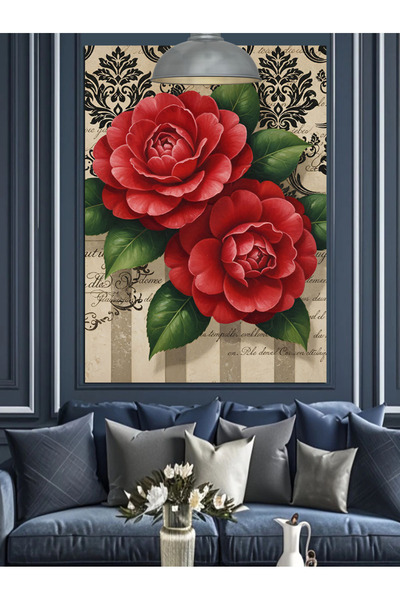 KanvasSepeti Trandafiri roșii Pictură în ulei de înaltă calitate texturat Can...