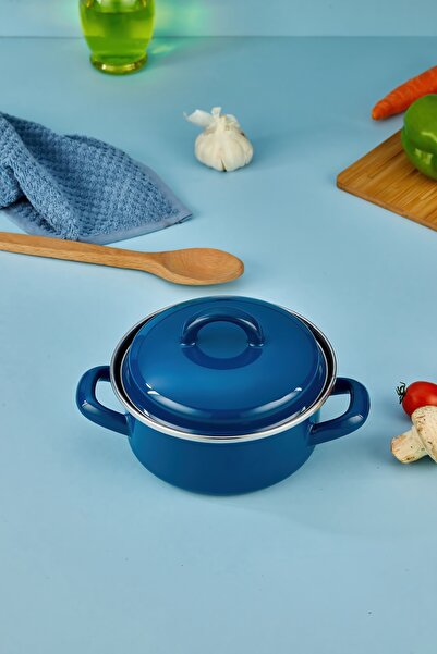 Miningaa Emaye Kapaklı Mini Kızartma Tenceresi 14 cm | Yağsız – Pratik Pişirme & Kolay Temizlik