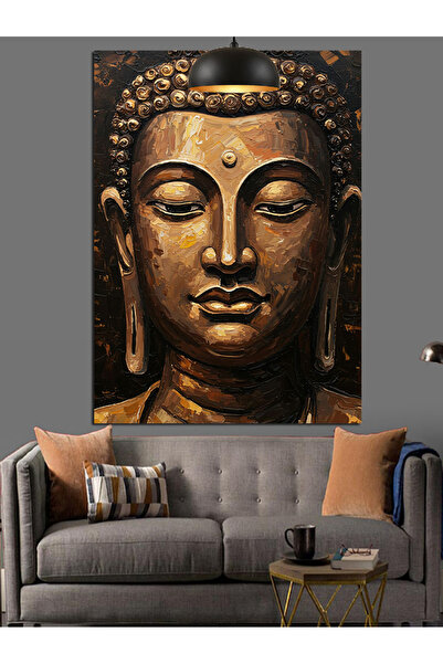 KanvasSepeti Figura lui Buddha Pictură în ulei de înaltă calitate texturat Pâ...