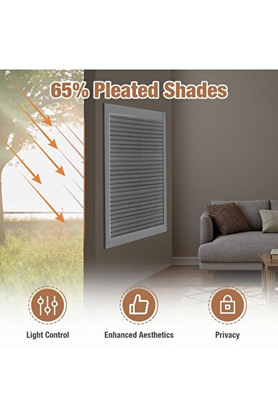 JZS Window Blackout Shades Pleated Paper Grey