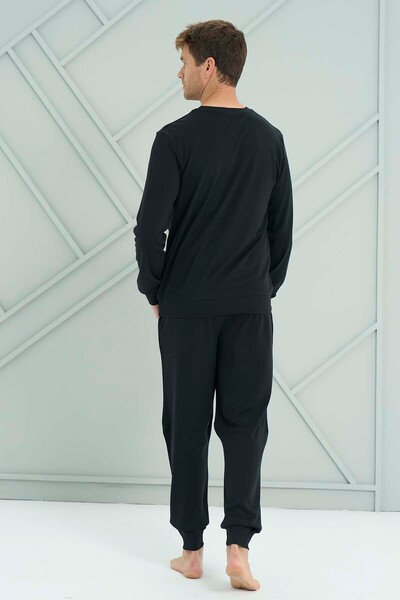 REMSA Ανδρικό Σετ Πιτζάμες Μακρυμάνικο Χτενισμένο Βαμβακερό 2223 Μαύρο05