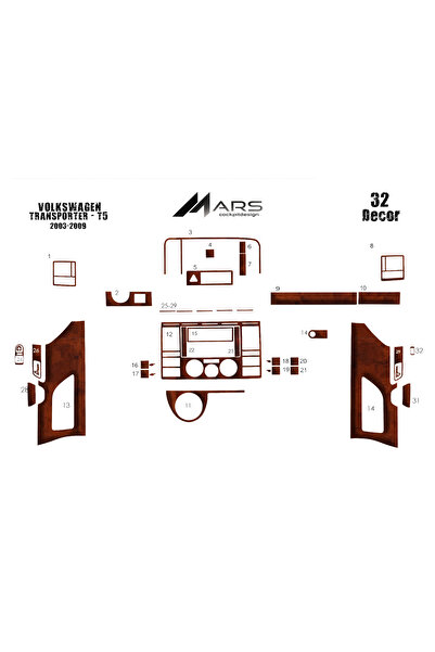 Marscockpitdesign غطاء كونسول توربيدو لفولكس فاجن ترانسبورتر T5 2003-2009 32 ...