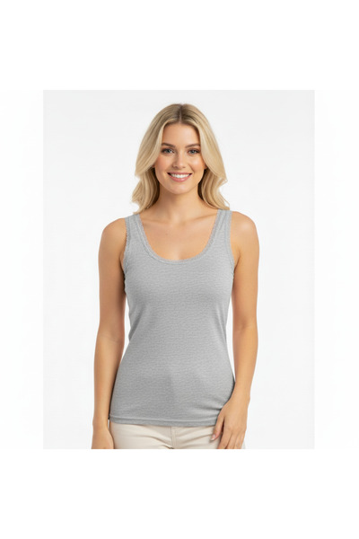 BONBON قميص داخلي نسائي من القطن مزين بالدانتيل وحزام سميك BB2092